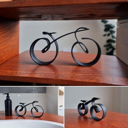 Zwarte Minimalistische Fietssculptuur van Metaal