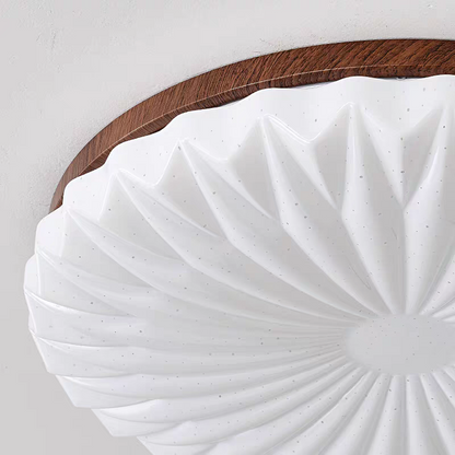 Franse Beige en Witte LED Plafondlamp – Hout en Acryl met 3-Kleur Licht