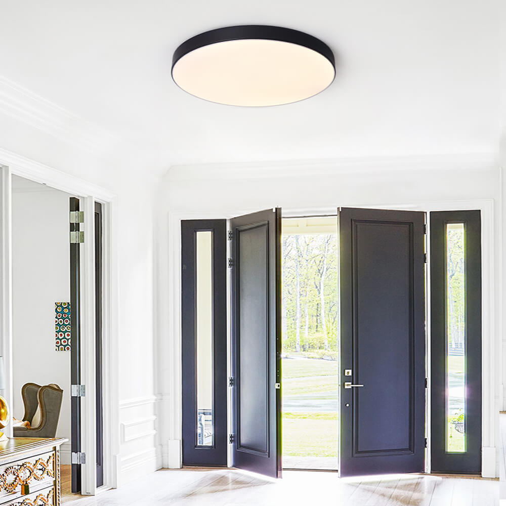 Erda – Moderne LED Plafondlamp met Acryl Kap (Zwart, 40/50 cm)